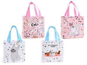 Vliestasche mit „Happy cats&dogs“-Aufdruck