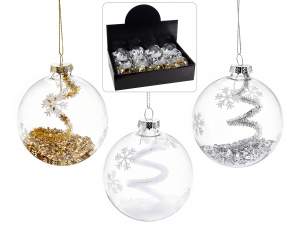 wholesale clear glass glitter snow ball
