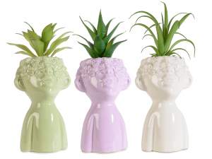 Vente en gros vase de visage de plante artificiell