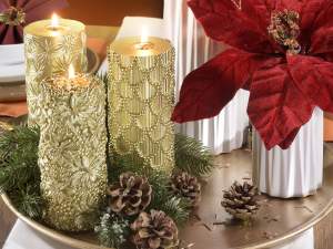 mayorista de velas decoraciones en relieve dorado