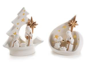 Wholesale light white ceramic nativity set