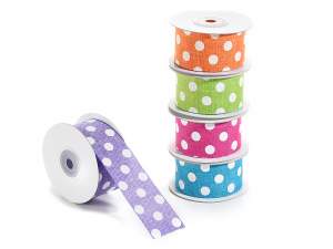 Wholesale polka dots printed fabric ribbons