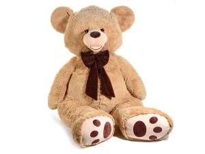 Giant teddy bear with velvet fabric bow