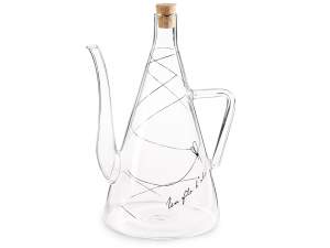 Glass cruet with decorated cork stopper