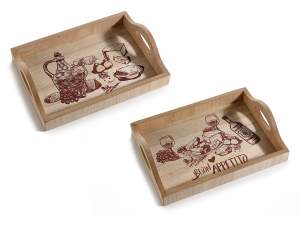 Wooden tray with handles and 