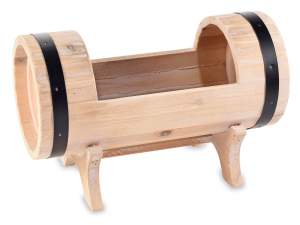 Wholesale wooden vase holder barrel