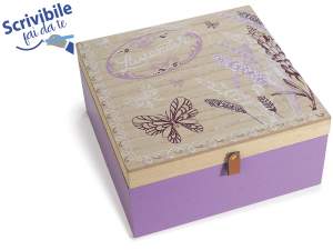 Caja de madera para té/especias 4 compartimentos decoración