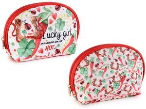 Fabric cosmetic bag with zip and AmorePiccante print