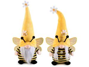 Gnome bee made of fabric with wings to rest