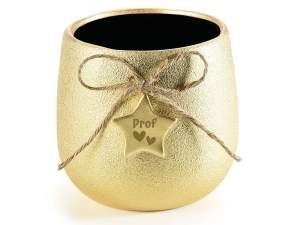 Golden ceramic vase with cord and 