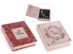Book box with 4 sommelier accessories for wine