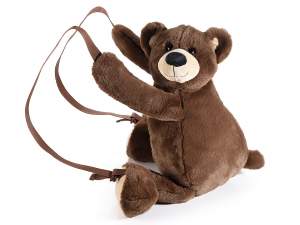 Plush teddy bear backpack with zip on the back