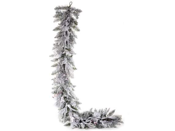 Guirnalda-festón de pino nevado artificial 2Mt con luces LED