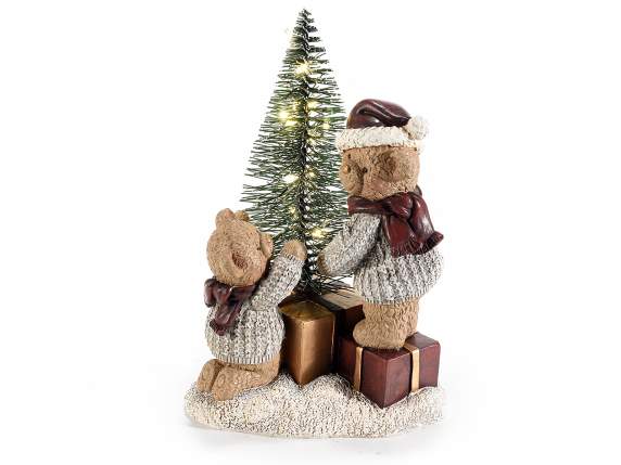 Árbol de Navidad con luces LED con osos de peluche y paquete