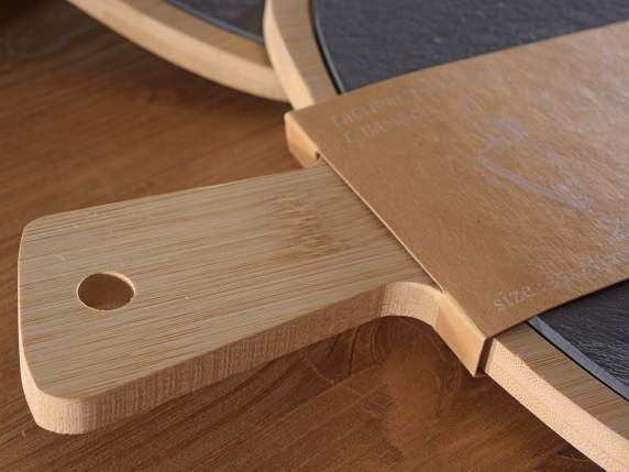 Tabla de cortar de bambú con forma y interior de pizarra ext