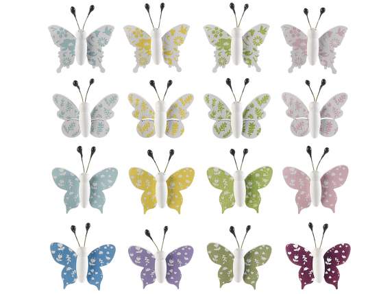 Expositor 16 mariposas de madera de colores con adhesivo