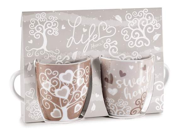 Caja regalo 2 tazas de porcelana Árbol de la Vida