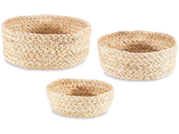 Set de 3 cestas tejidas de fibras naturales ligeras