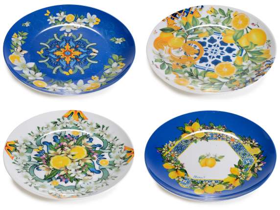 Plato de porcelana decorada Cítricos del Mediterráneo