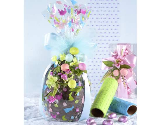 Rama decorativa de Pascua c-purpurina y flores artificiales