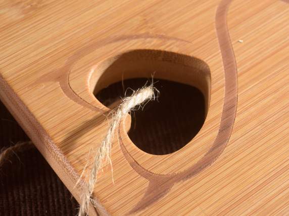 Tabla de cortar rectangular de madera de bambú con talla de