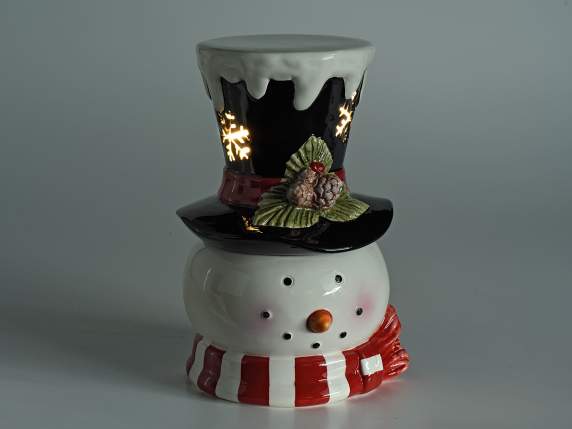 Tarro de comida de muñeco de nieve de cerámica con luces LED