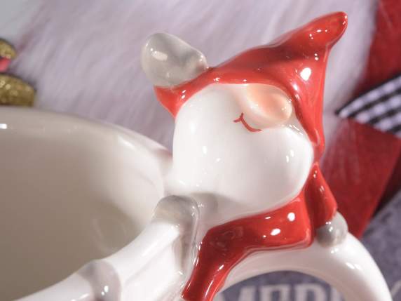 Taza de cerámica con Papá Noel y adornos en relieve