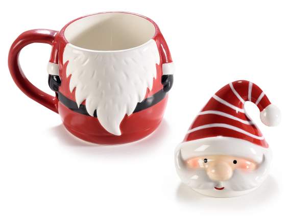 Taza de cerámica de Papá Noel con tapa