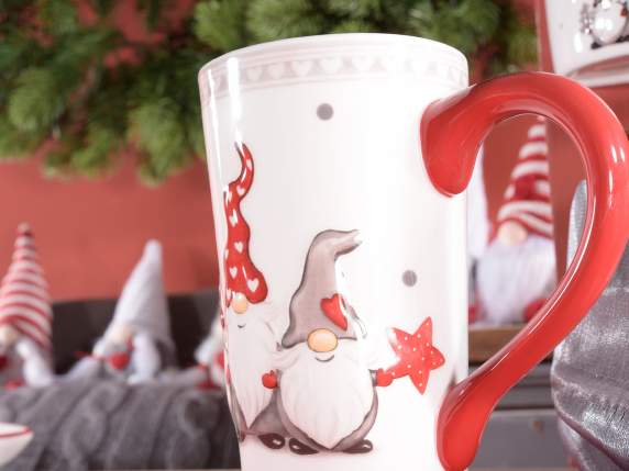 Taza alta en ceramica con decoraciones navidenas