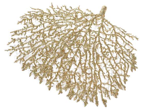 Ramă artificială de coral cu sclipici auriu