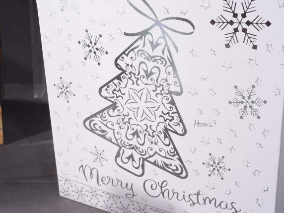 Cutie de carton cu decoratiuni „Crăciun argintiu” și mânere