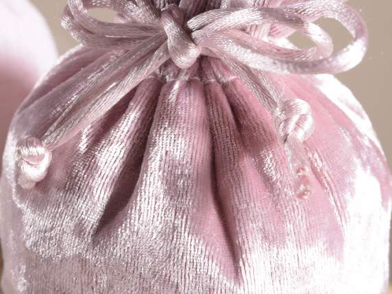 Geantă de catifea roz cu tija de legătură