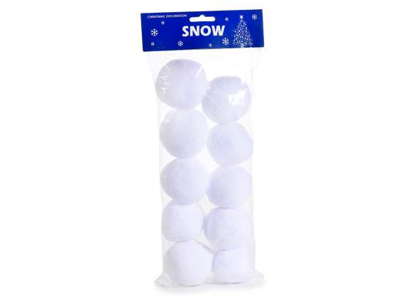 Pack of 10 polyester glitter snowballs