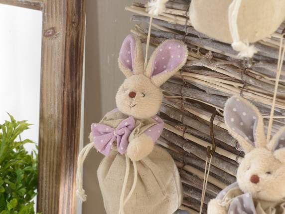 Bolso caramelos conejo en tejido con lunares y base rígida
