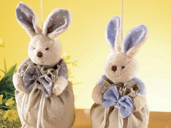 Bolso caramelos conejo en tejido con lunares y base rígida