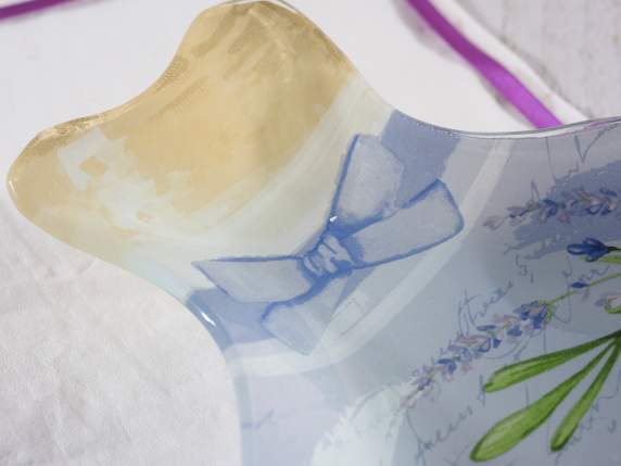 Botticino-förmige Glasplatte mit „Lavendel“-Dekor