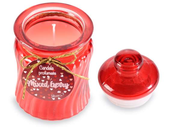 Bougie parfumée dans un pot en verre coloré avec bouchon