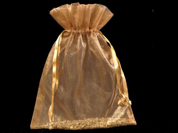 Bronze organza bag 17x22 cm with tie
