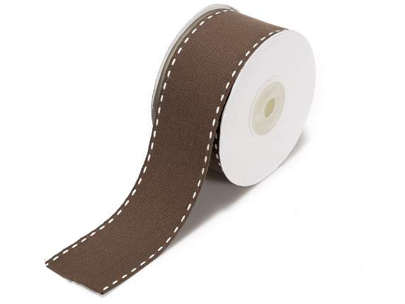 Brown cotton ribbons double stitching