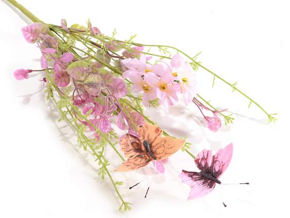Buchet de flori sălbatice artificiale cu fluture