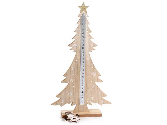Calendar de Advent din lemn Brad de Crăciun cu marcator de z