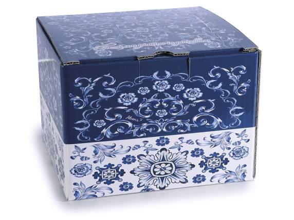 Cana de portelan cu farfurie Blu Porcelain cu cutie cadou