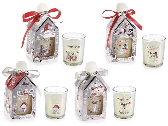 Snow Holiday scented candle in glass jar in box