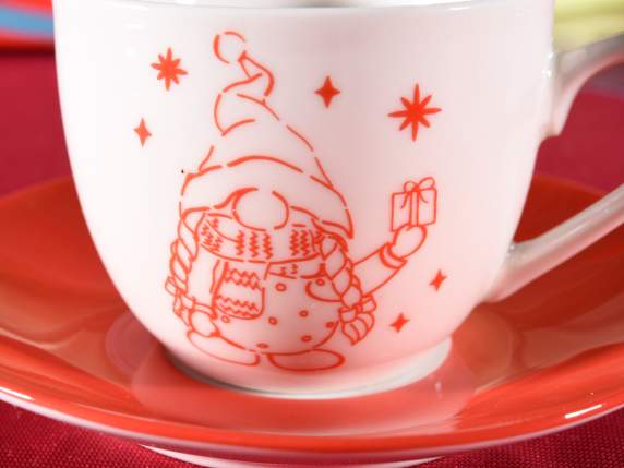 Colored ceramic coffee cup and saucer Gnometti