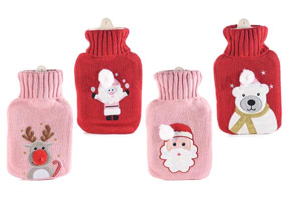 Hot water bottle w - knitted lining and Christmas decoration