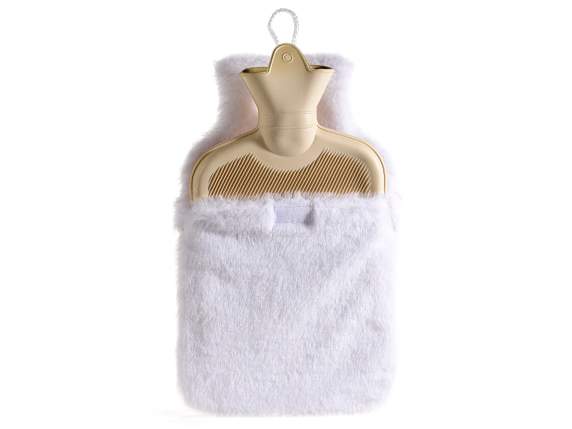 FavolaDiNatale hot water bottle w-eco-fur and pompoms