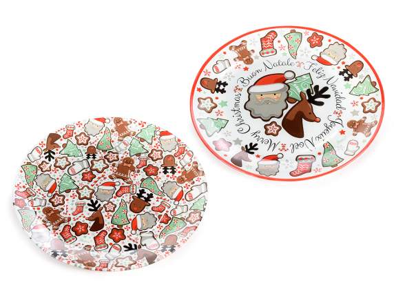 Round glass plate decorated Christmas