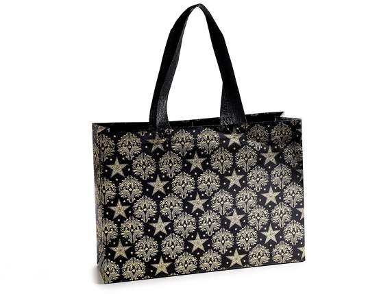 Non-woven fabric bag with shiny gold-like decorations