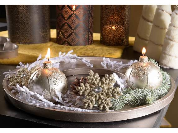 Decorative centerpiece tray in champagne colored wood