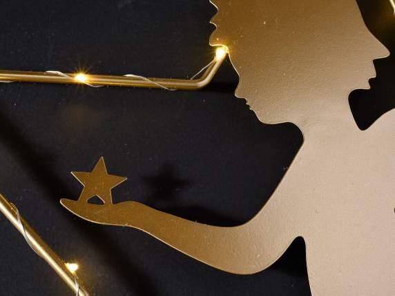 Steaua cu inger din metal auriu si lumini LED de agatat